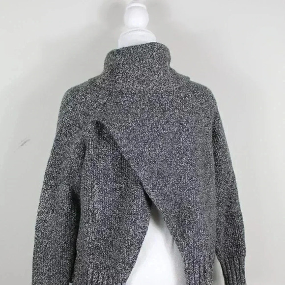 Madewell black white marled split back turtleneck sweater size s - Picture 4 of 5